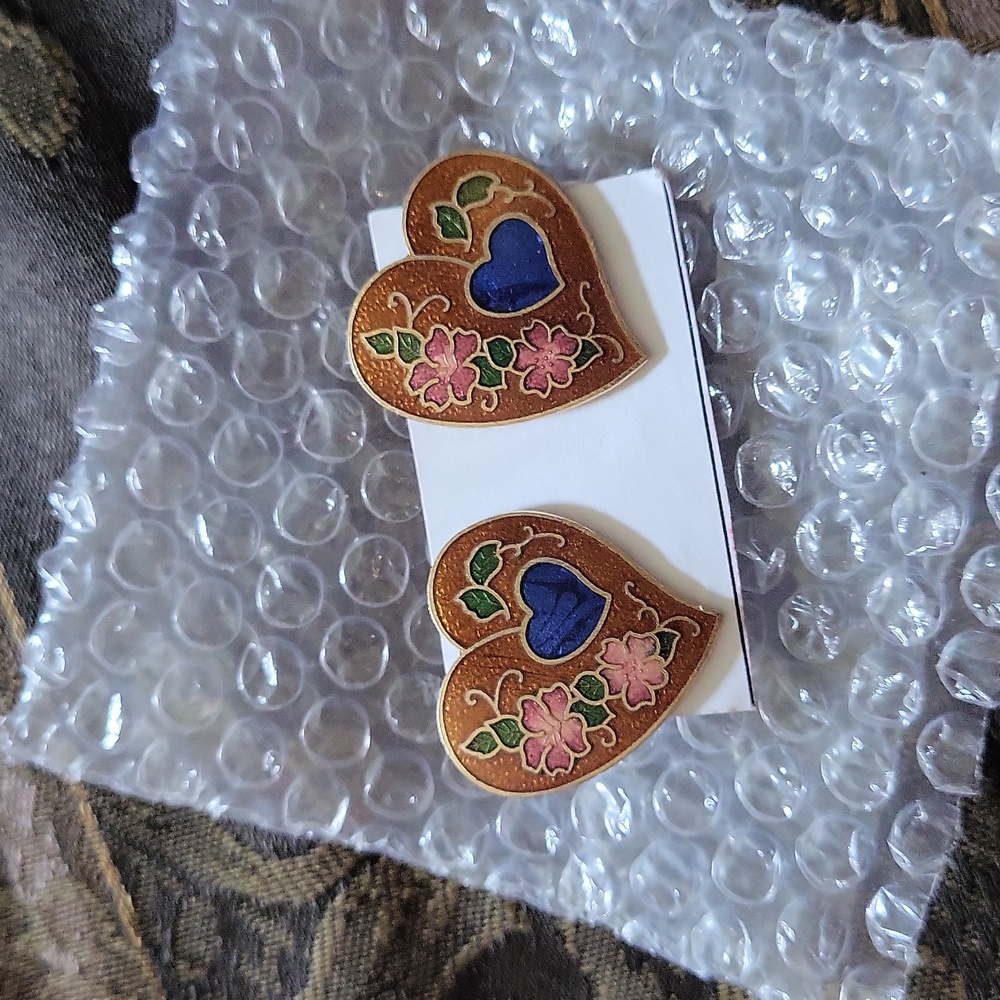 Puerta virrarta handmade pierced handpainted enamel earrings gorgeous bagged
